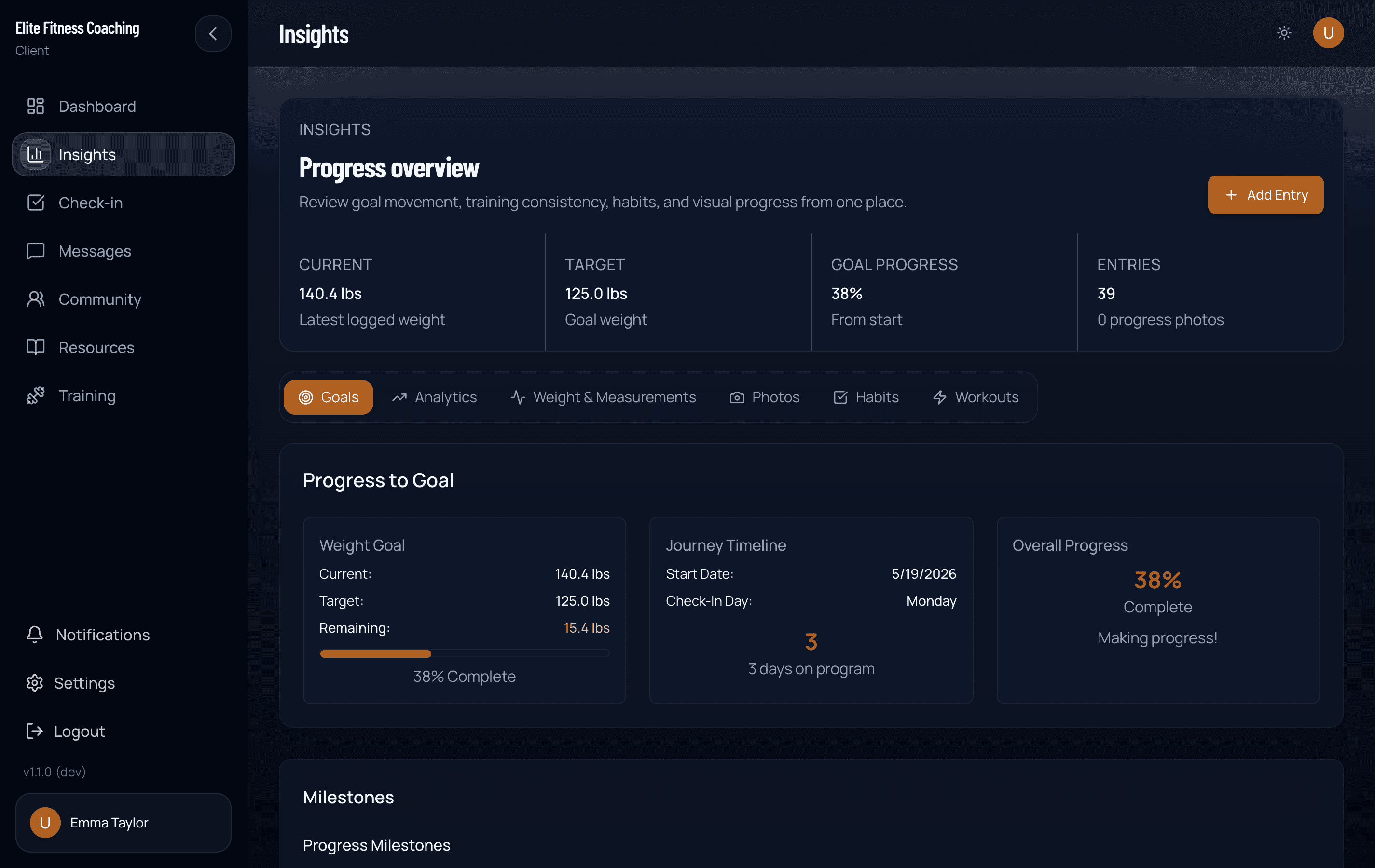 Client Insights page